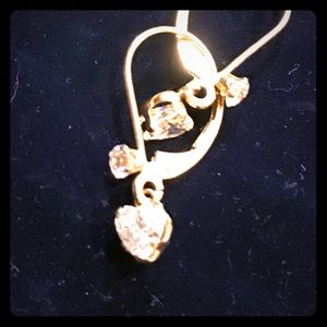 Heart drop diamond earrings in yellow gold